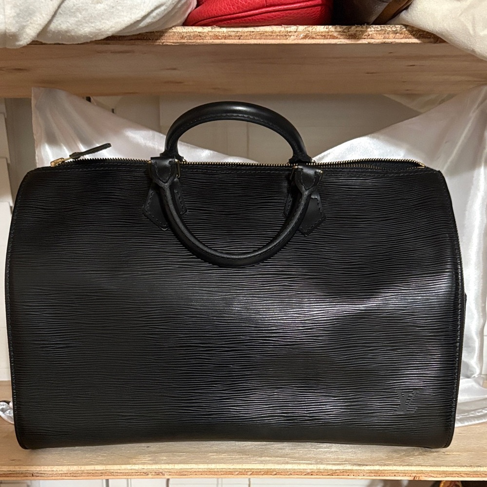 Louis Vuitton Black Epi Leather Speedy 35 Bag
